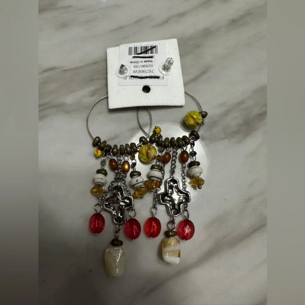 Free People Lola Beads loop earrings Boho style - Picture 3 of 3